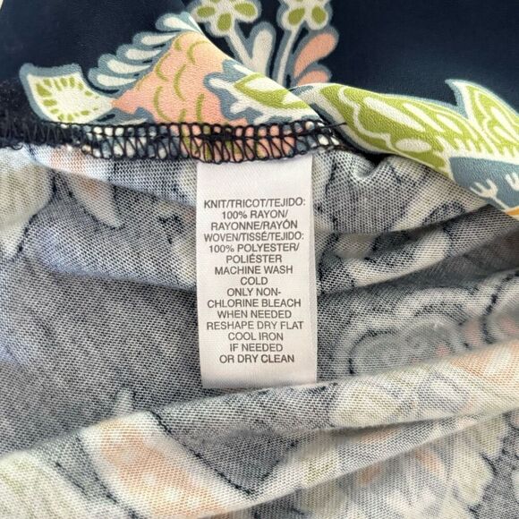 Loft Medium Navy Paisley Floral Short Sleeve Blouse - Picture 9 of 9